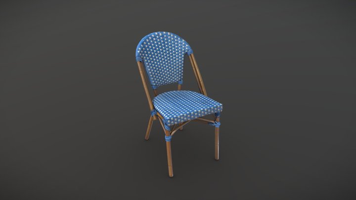 Plastic and wood patio chair 3D Model
