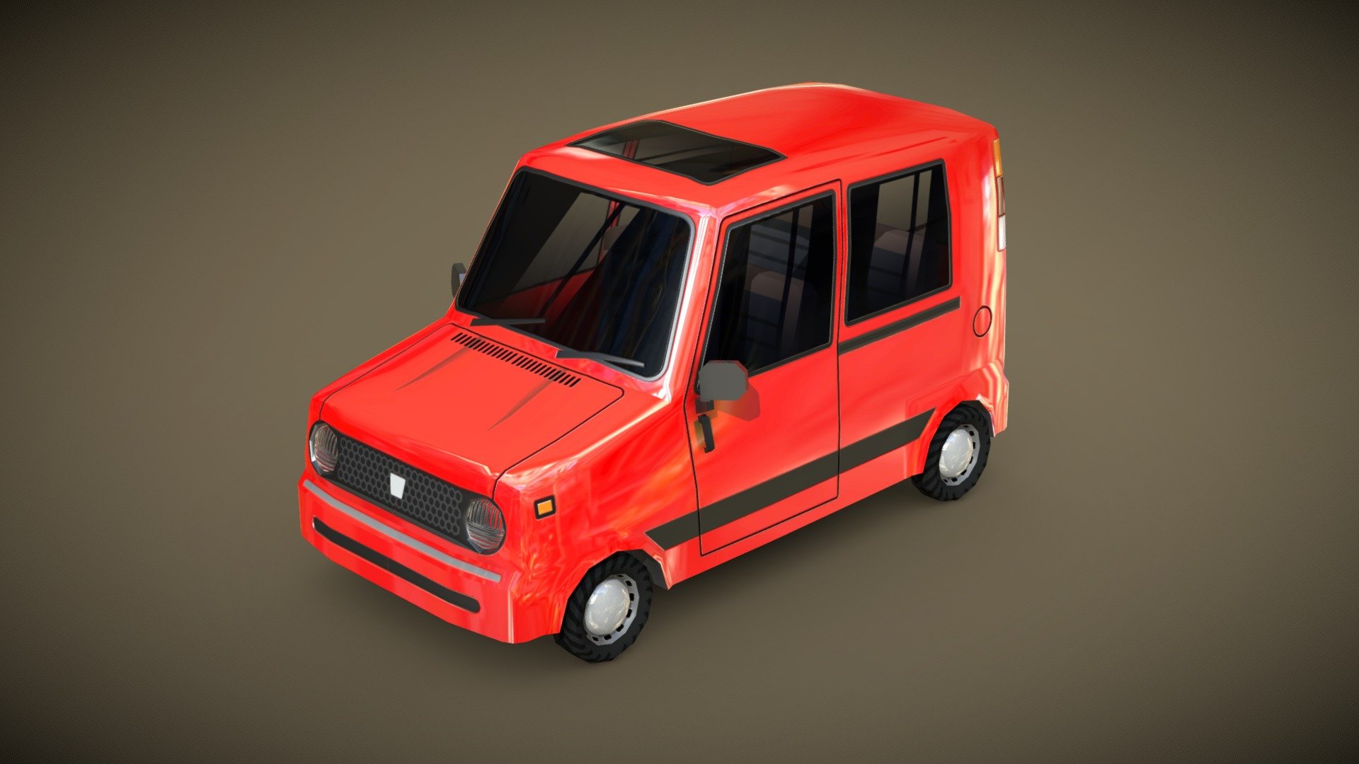 Stylized Low-poly Japanese Cube Kei Car PBR - Buy Royalty Free 3D model