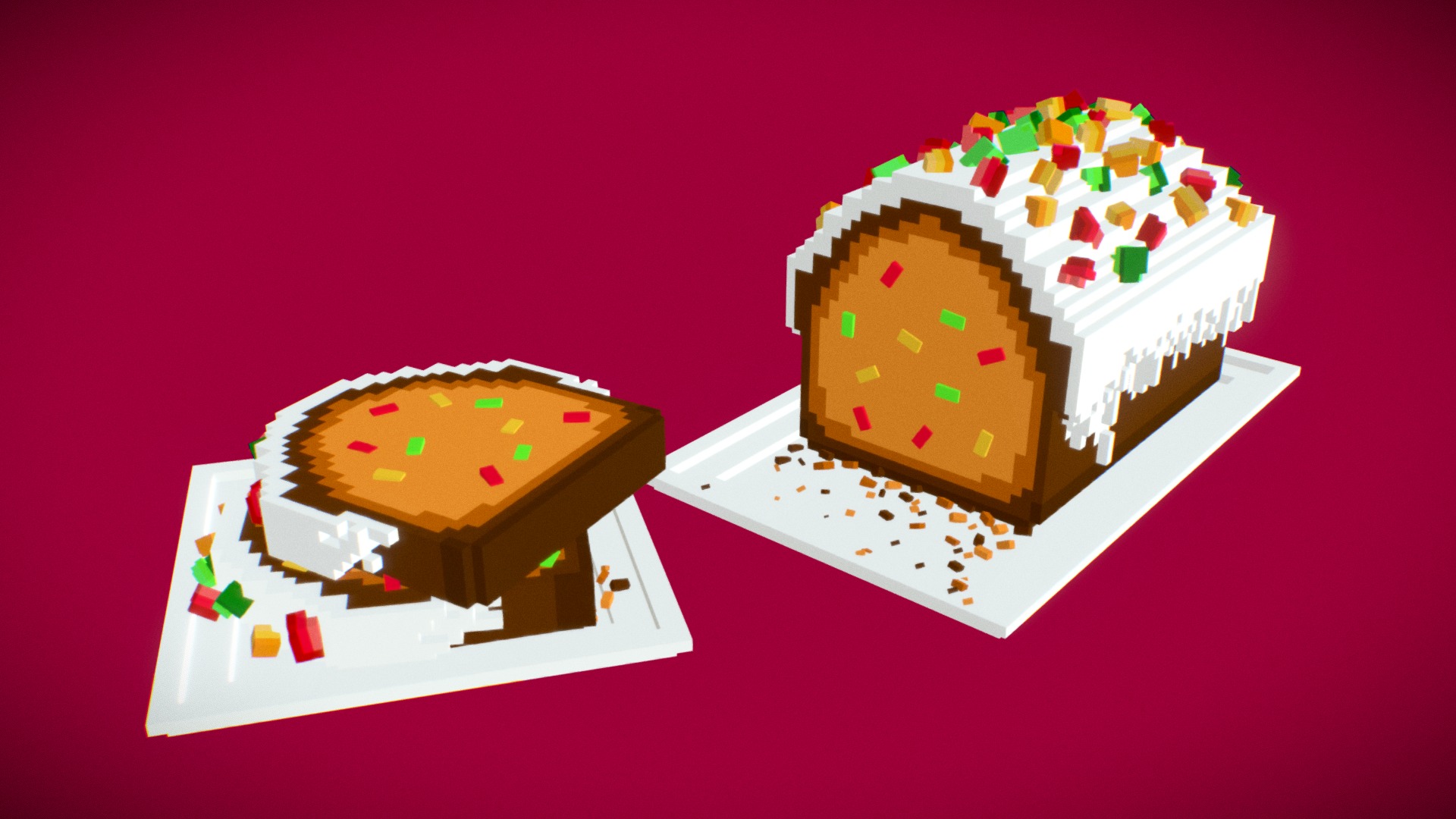 3D model #3December #Day4 Fruitcake for You - This is a 3D model of the #3December #Day4 Fruitcake for You. The 3D model is about a couple of gingerbread houses.