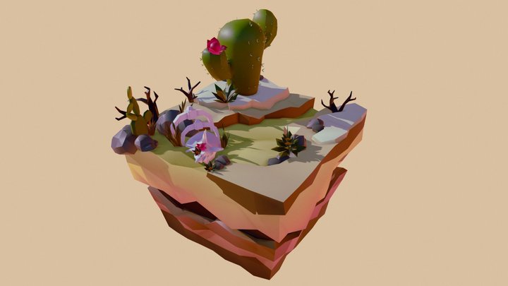Desert Island 3D Model