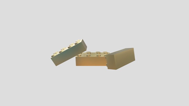 Gold Lego Bricks 3D Model