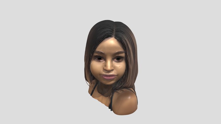 Young girl with shoulder-length hair 3D Model