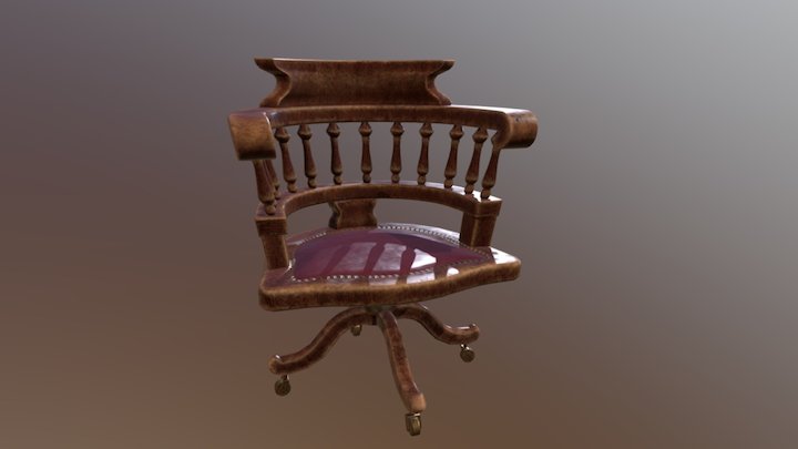Antique office chair - baked 3D Model