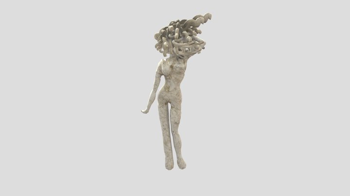 Woman Staute with Hair 02 3D Model