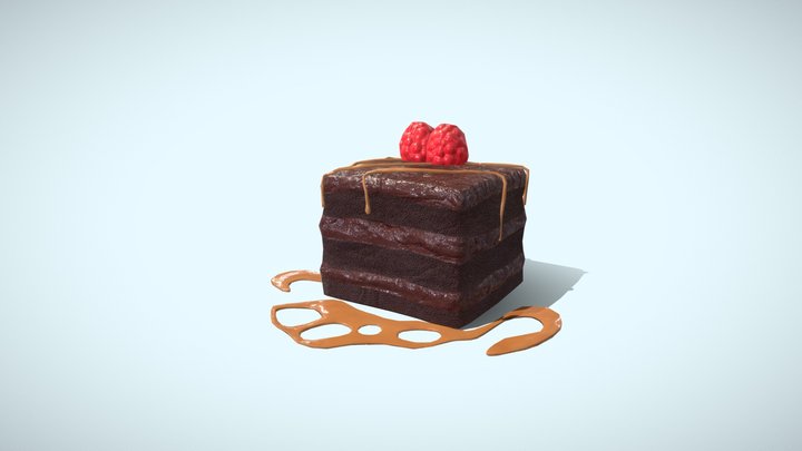 Chocolate Cake Slice 3D Model