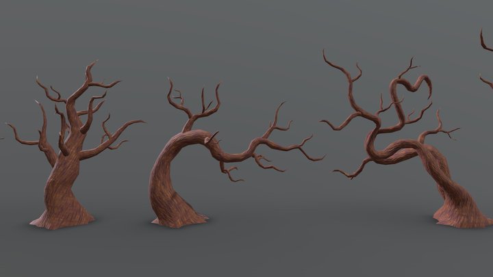 Skeletal tree's 15+ (Lowpoly) for Halloween 3D Model