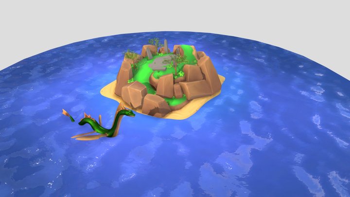 Fantasy Island - Textured 3D Model