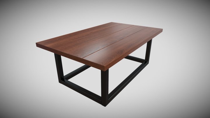 Rectangle Wood Table - Metal Base - High Quality
