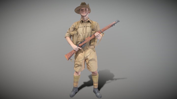 Australian infantryman from World War 2 39 3D Model