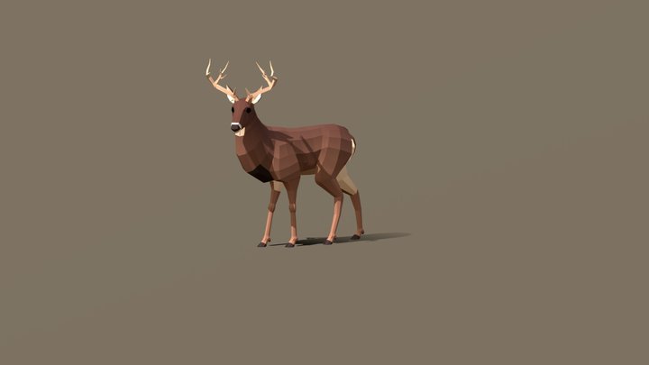 Low Poly Deer Animated 3D Model