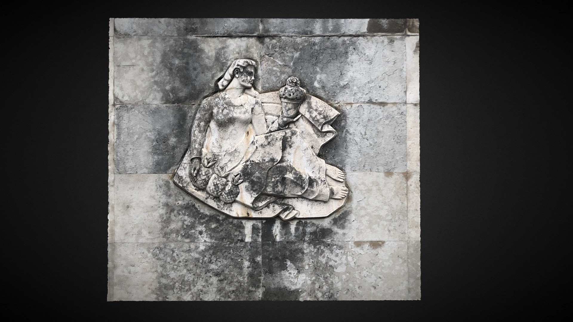 Wall stone sculpture Lisabon market