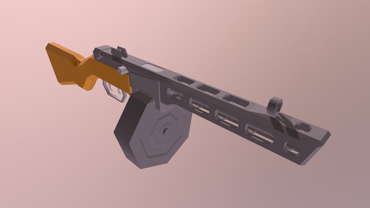 Low-Poly PPSh-41 3D Model