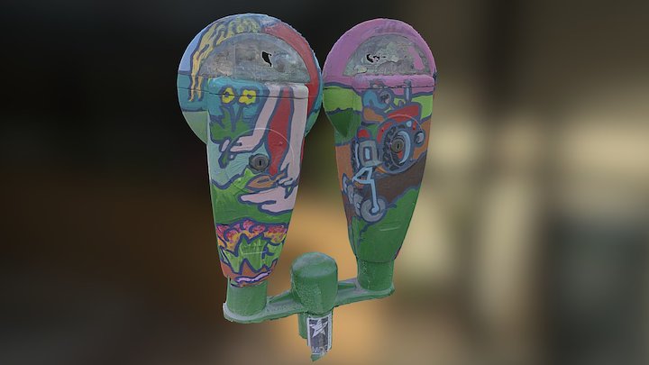 Painted Parking Meter 3D Model