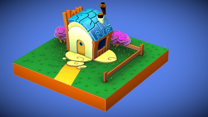 Low poly cartoon house 3D Model