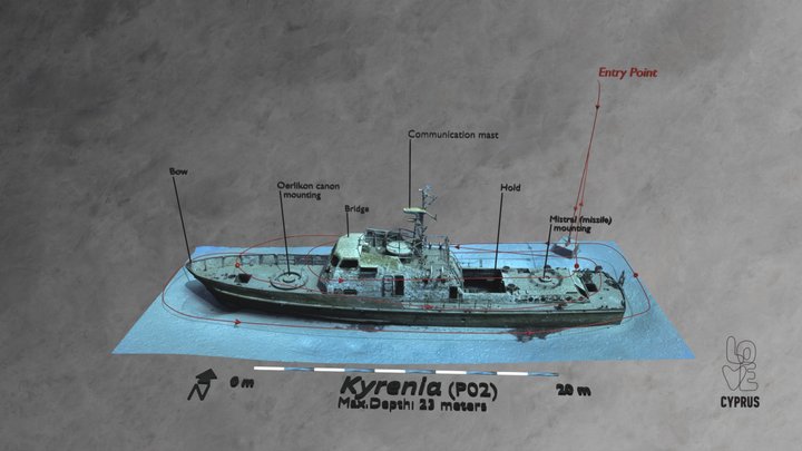 Kyrenia Shipwreck (dive routes) 3D Model