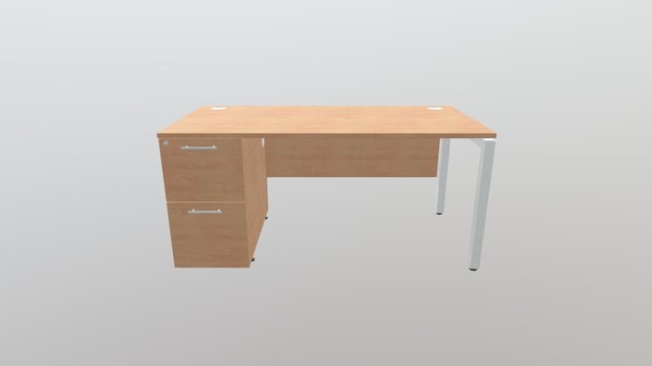 Duty Rectangular PSL 2drawer 1600 LH White Beech 3D Model