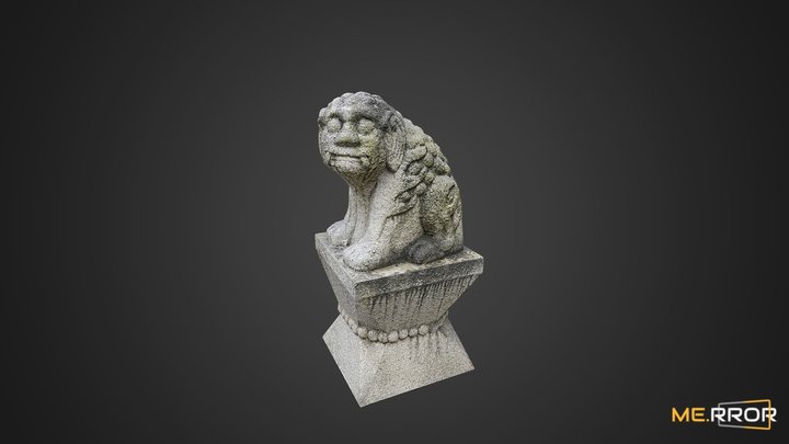 Heatea Mythical Unicorn Lion Stone Statue 3D Model