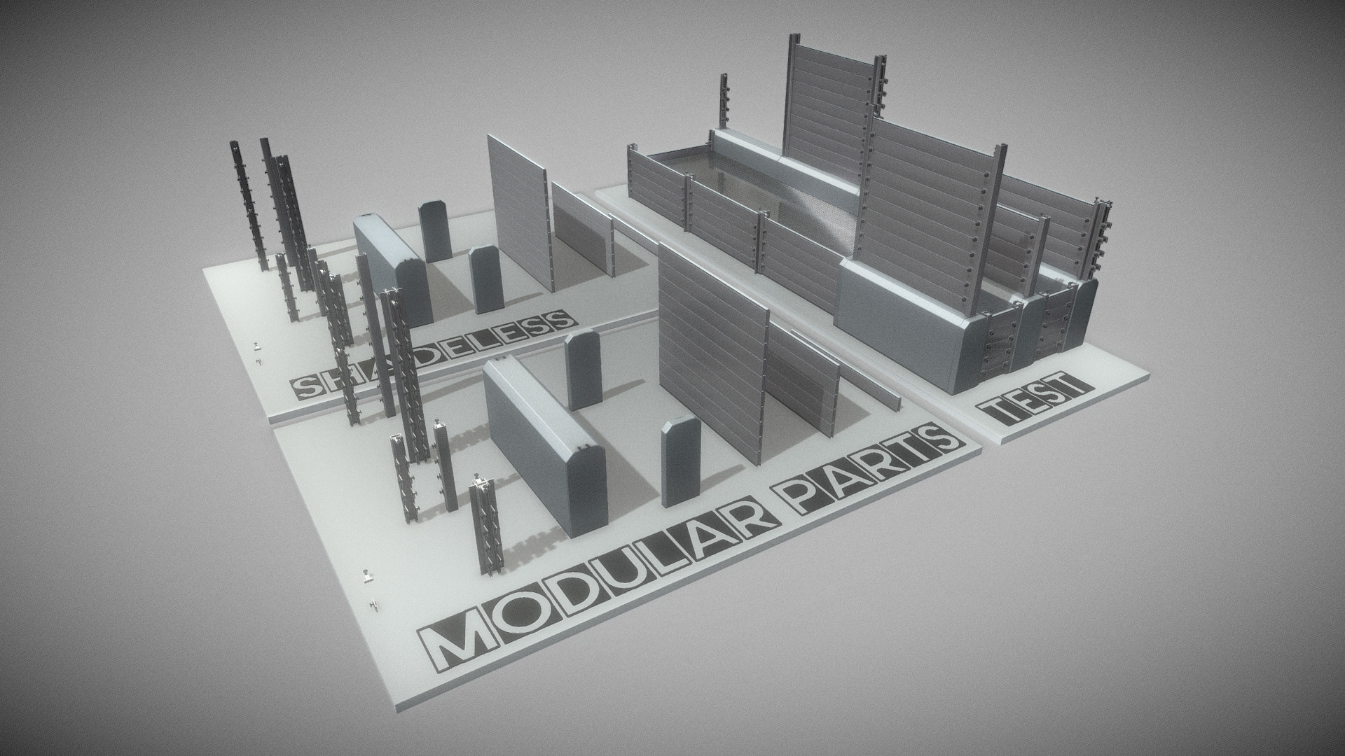 3D model Modular Water Barrier – Construction Set - This is a 3D model of the Modular Water Barrier - Construction Set. The 3D model is about diagram, engineering drawing.