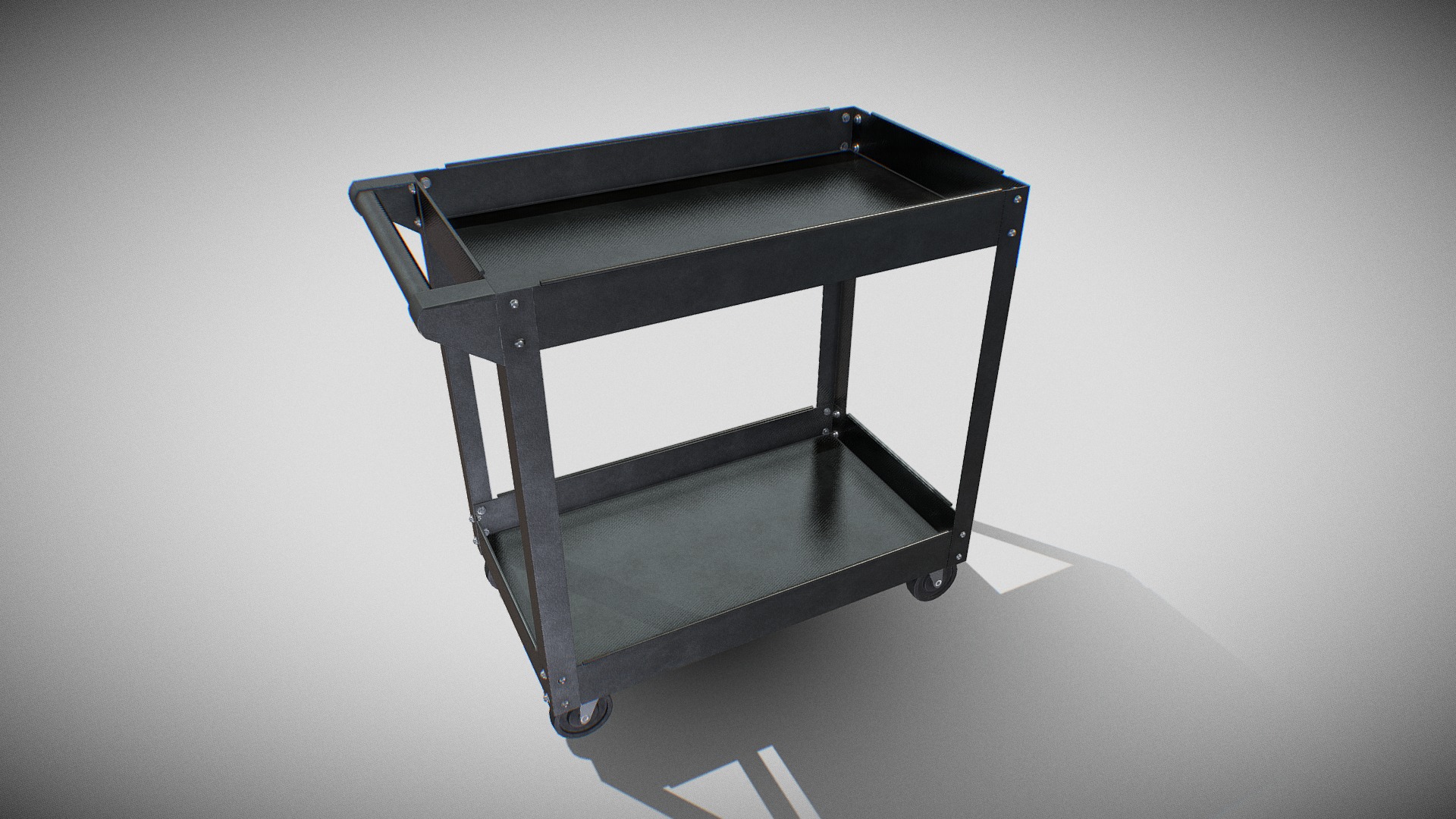 3D model SteelCart dark painted - This is a 3D model of the SteelCart dark painted. The 3D model is about a black table with wheels.