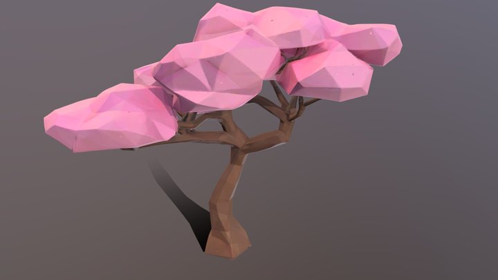 Low-poly Sakura Tree 3D Model