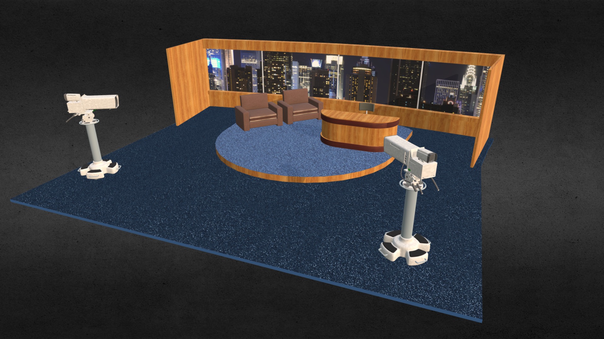 3D model Late Night TV Show Set - This is a 3D model of the Late Night TV Show Set. The 3D model is about a table with a game board and toys on it.