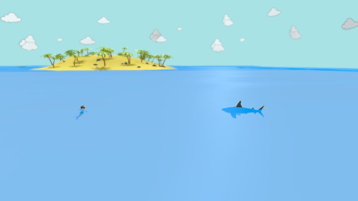 Island_And_Shark 3D Model