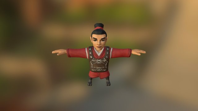 chibi china warrior 3D Model
