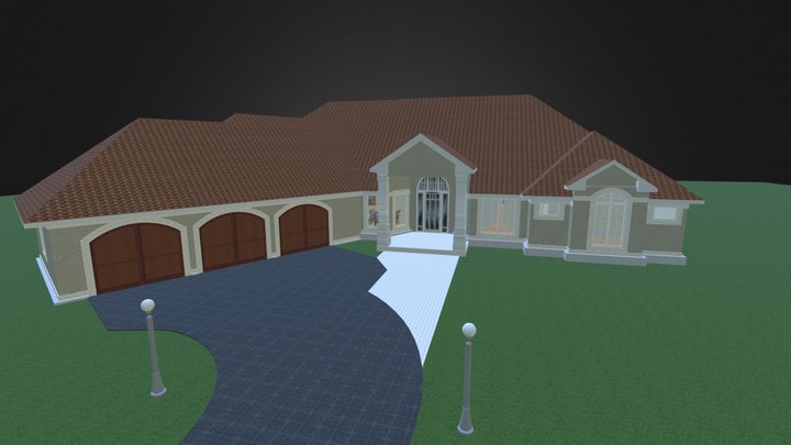 Stucco Bungalow 3D Model