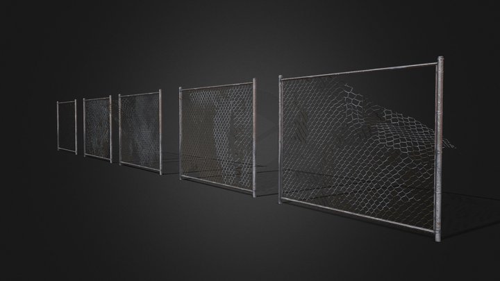 Damaged Chainlink Fence 3D Model