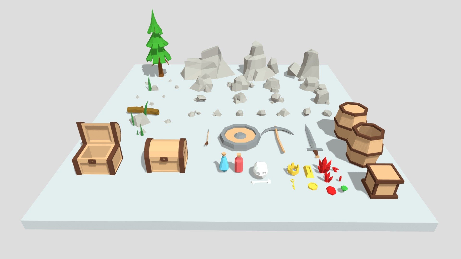 Stones- And- Buried- Treasure- Pack-3D- Model