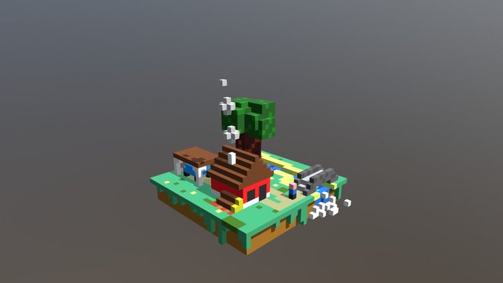 Casa con Arbol 3D Model