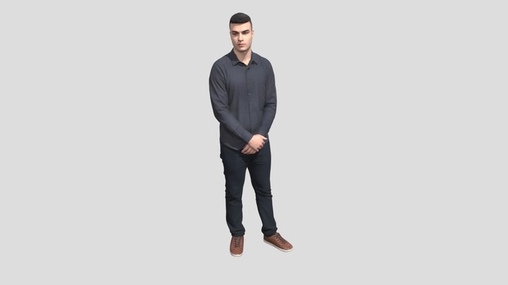 Studio Portrait Of A Man In A Gray Shirt – Kostenloses 3D-Modell STL