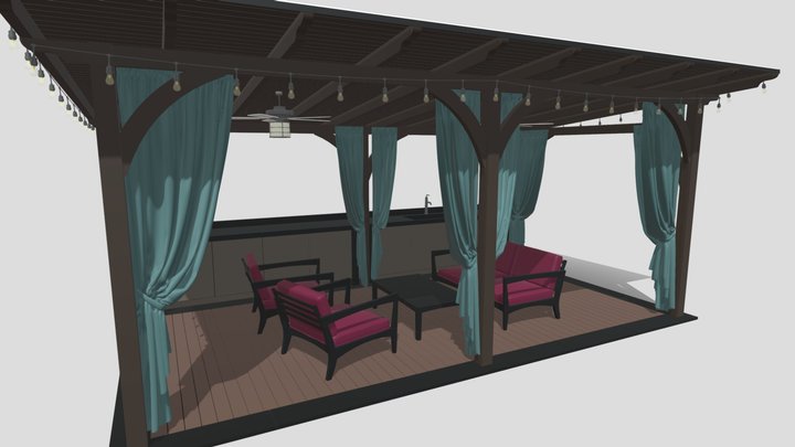 Pergola 6x4m 3D Model