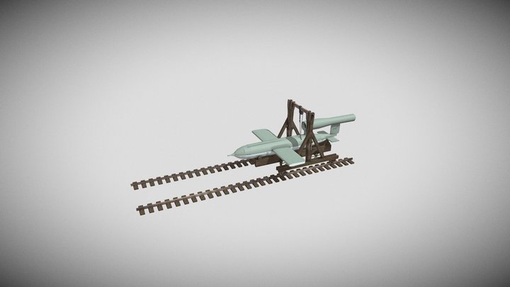 V1 (Fieseler Fi 103). Cart & Crane 3D Model