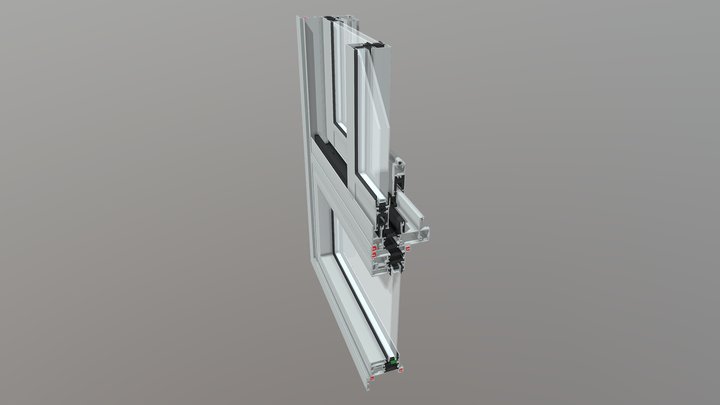 R-T-W-70 – 3-Track Window: Glass + Mesh + Fixed 3D Model