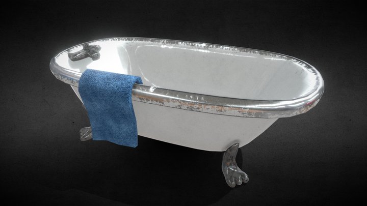 Worn Retro Bath Tub 3D Model