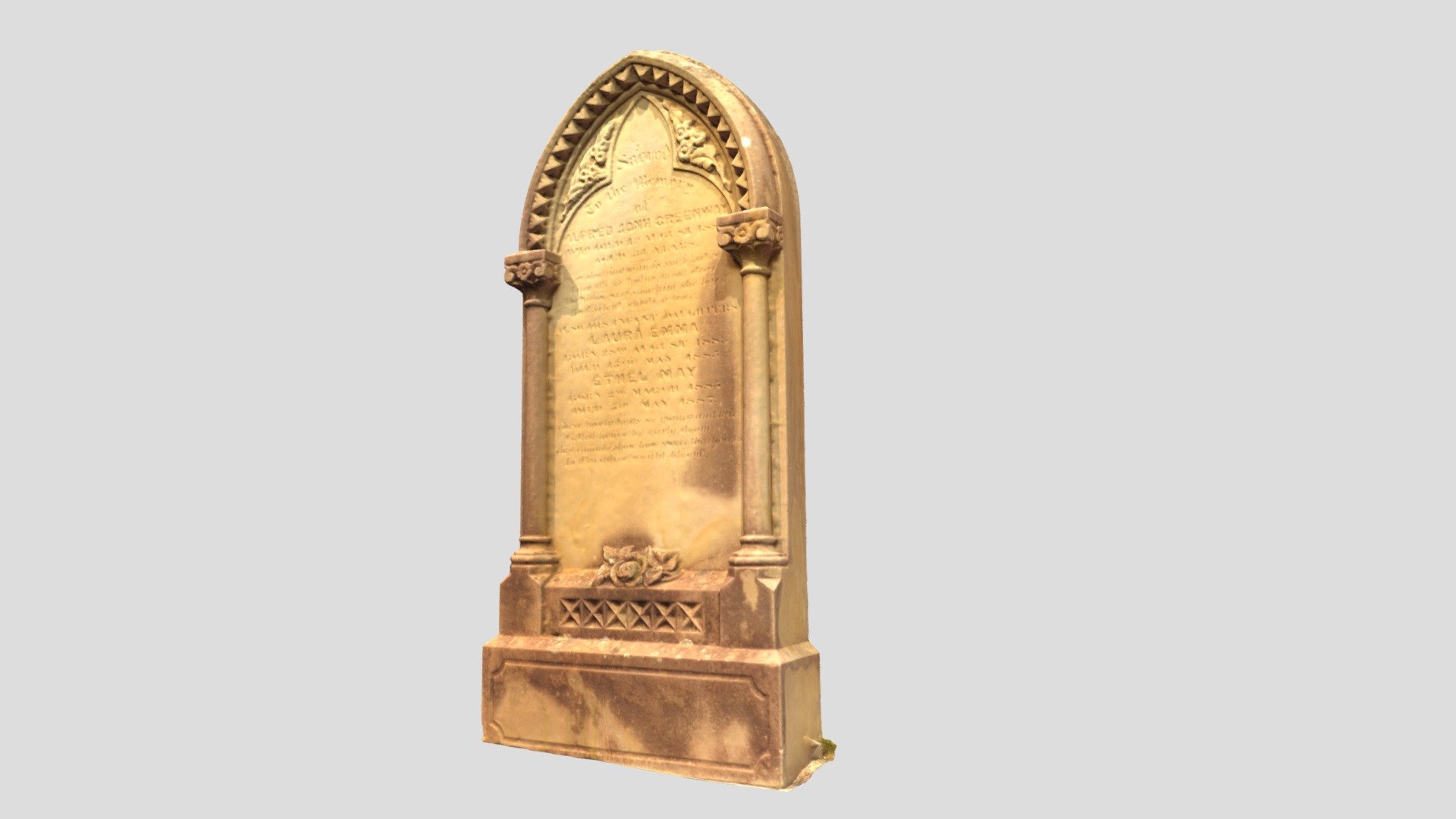 Carved headstone - Rookwood Cemetery  Sydney. — Sketchfab embed 3D viewer