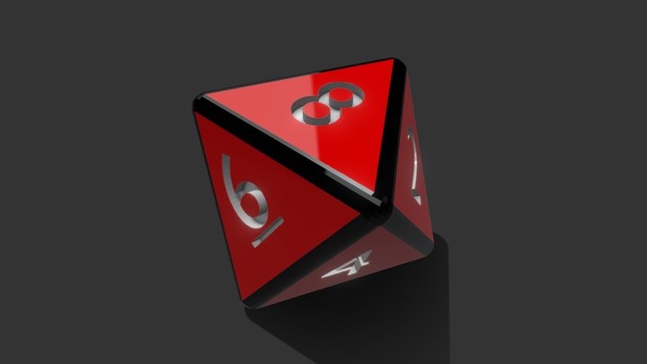 Eight-sided dice (d8) 3D Model