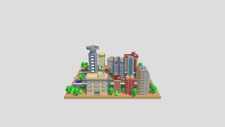 STYLIZED CITY SCENE, LOW-POLY 3D ENVIRONMENT