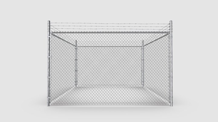 Metal chain link fence component 3D Model