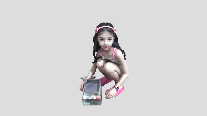 蹲玩鱼缸 3D Model