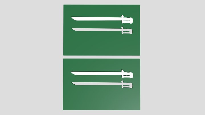 Saudi Arabia Flag Knife 3D Model