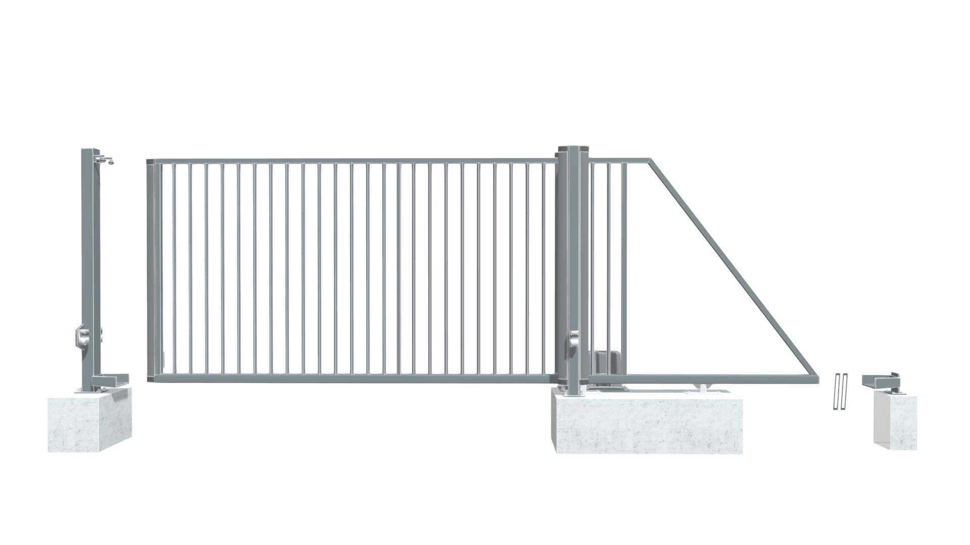 Portail Autoportant VENTOUX Motorise Barreaudé — Sketchfab embed 3D viewer