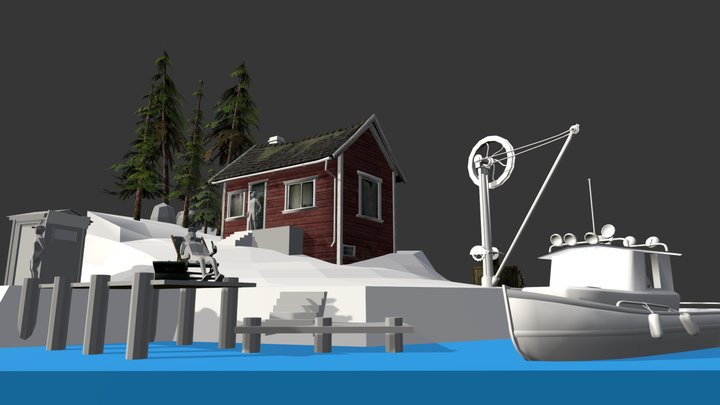 By the Ocean - WIP Diorama 3D Model