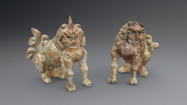 木造獅子・狛犬 3D Model