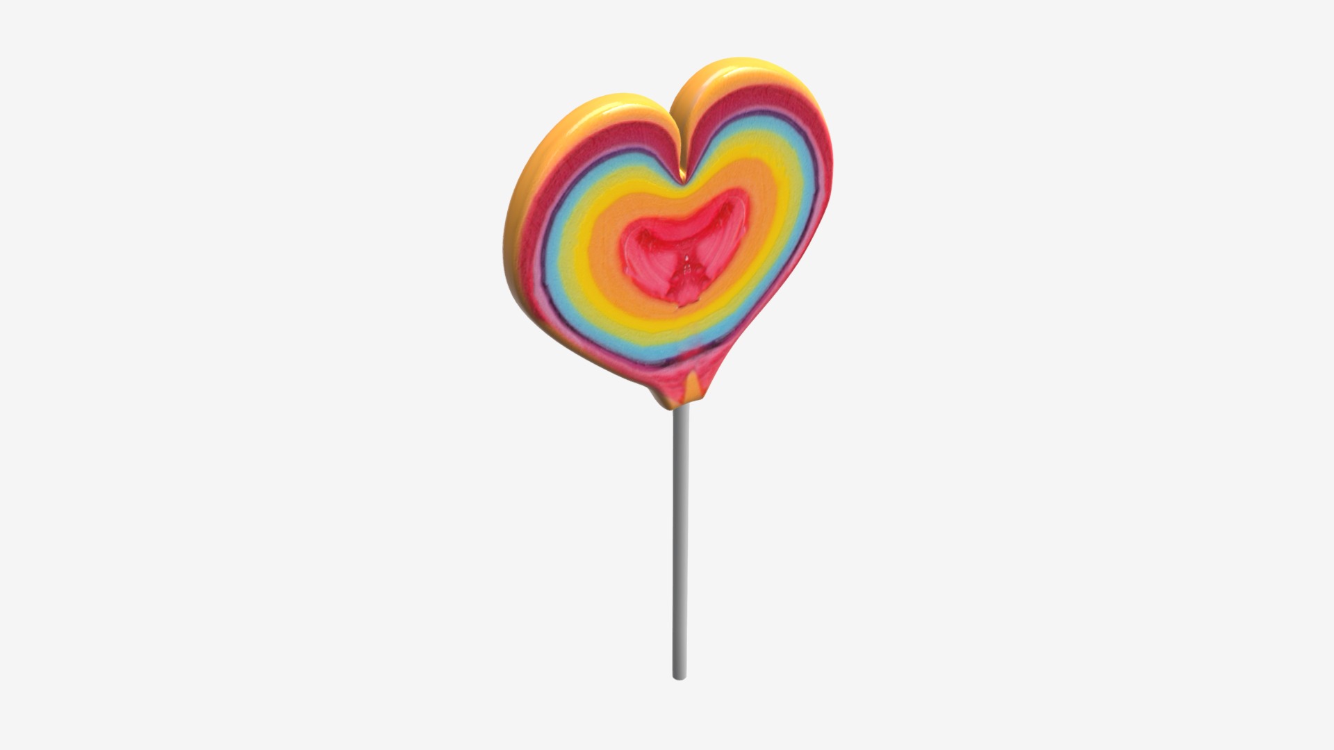 3D model Rainbow lollipop heart shaped candy - This is a 3D model of the Rainbow lollipop heart shaped candy. The 3D model is about logo, company name.