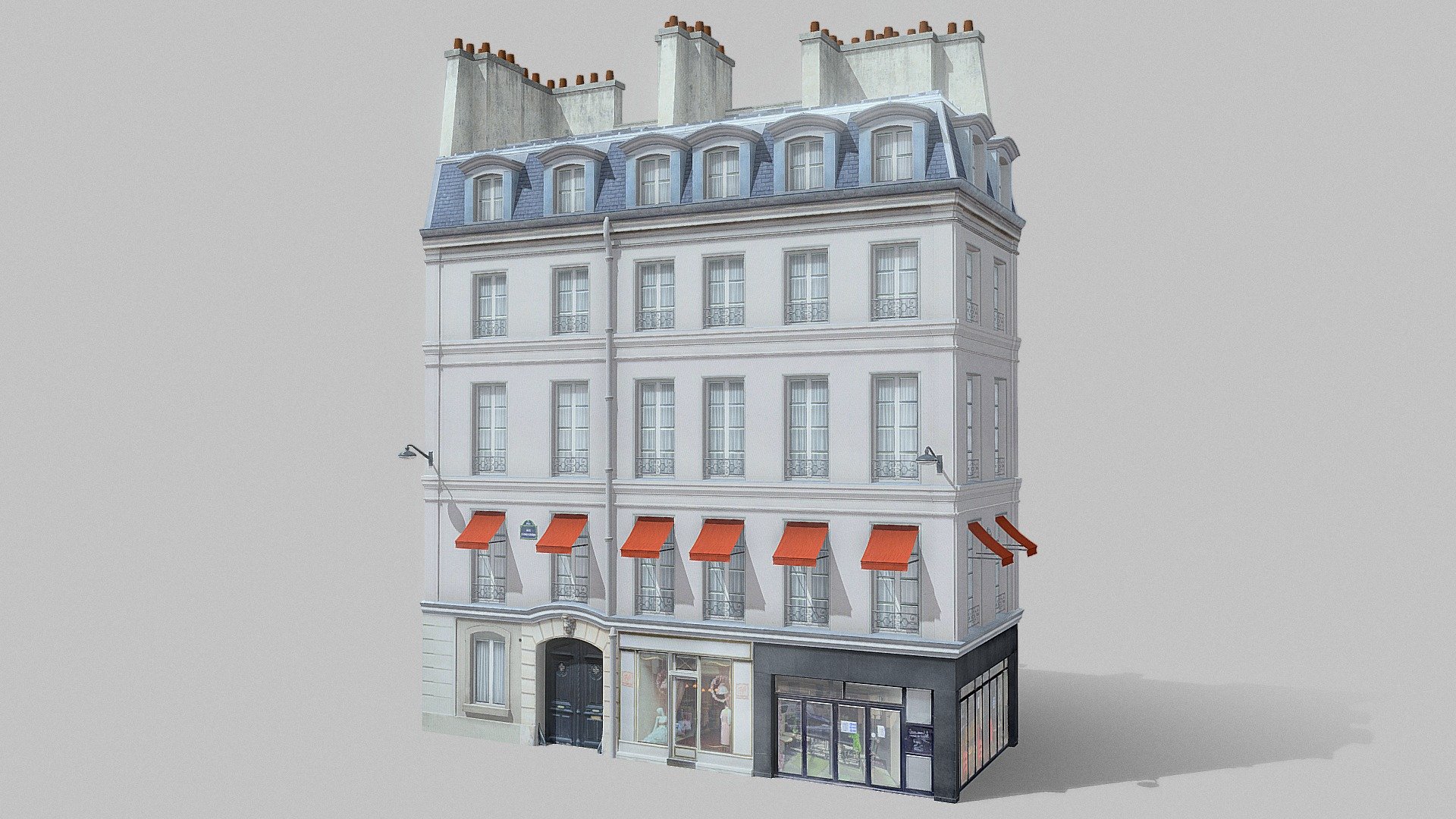 Parisian building with awnings