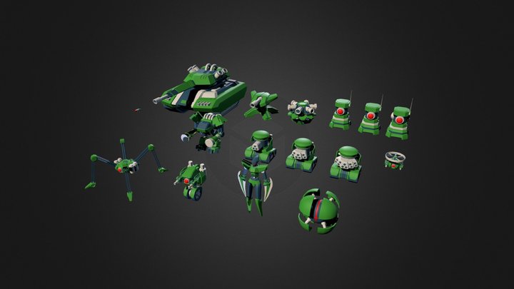 Sci Fi - Assorted Mechs/Turrets 3D Model