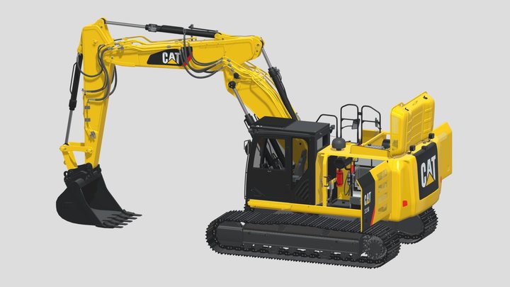 CAT 323 Tripple Arm Excavator 3D Model