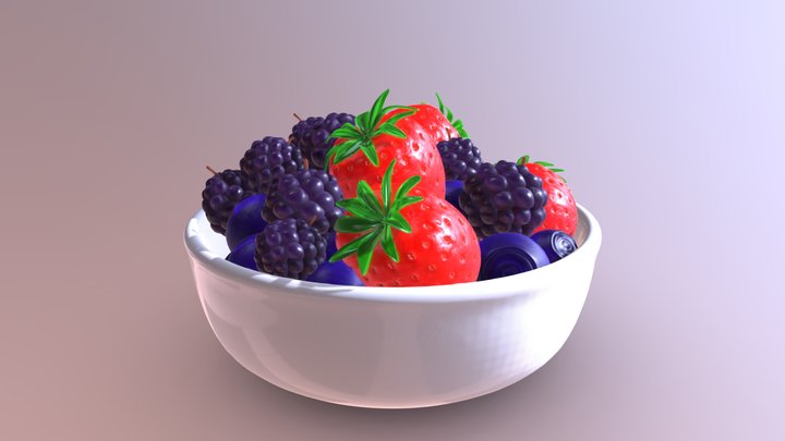 A bowl of berries 3D Model